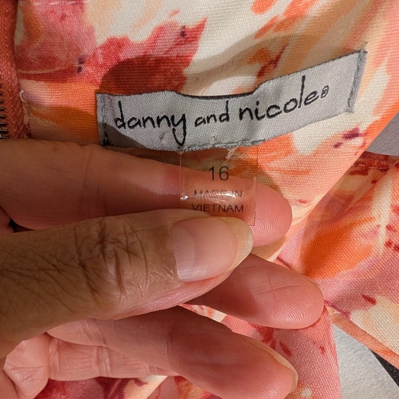 Danny & Nicole Pink and Orange Floral Print Dress - Picture 4 of 5